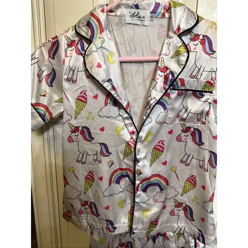 Lola + The Boys Girls Magical Unicorn Top and Shorts Set Multicolor Size 8